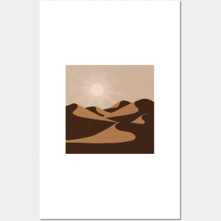 Desert Sand Dunes, Sun Beams, Landscape Digital Illustration Posters and Art